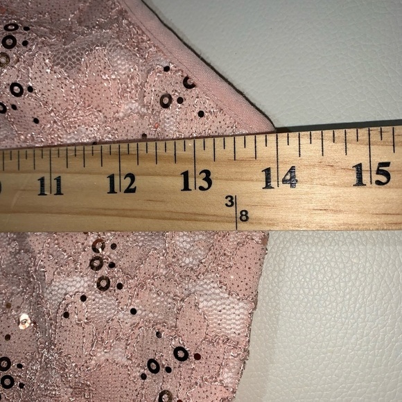 Juniors Morgan & co formal midi dress gown prom small pink keyhole back sequins - Picture 7 of 9